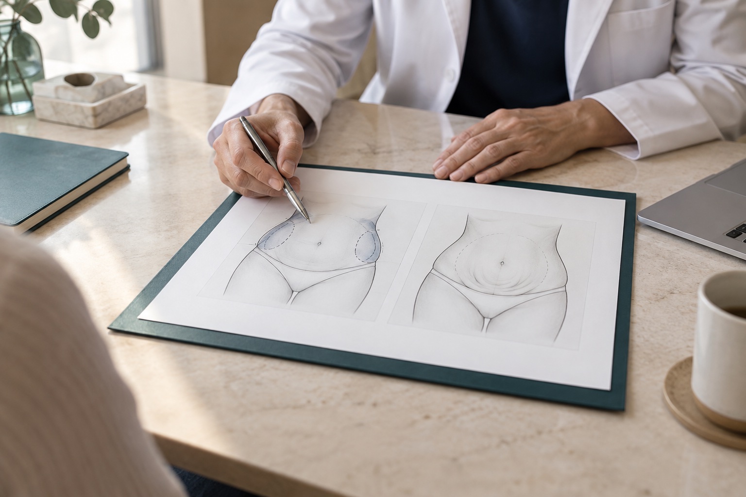 Comparación médica entre la planificación de una liposucción y una abdominoplastia