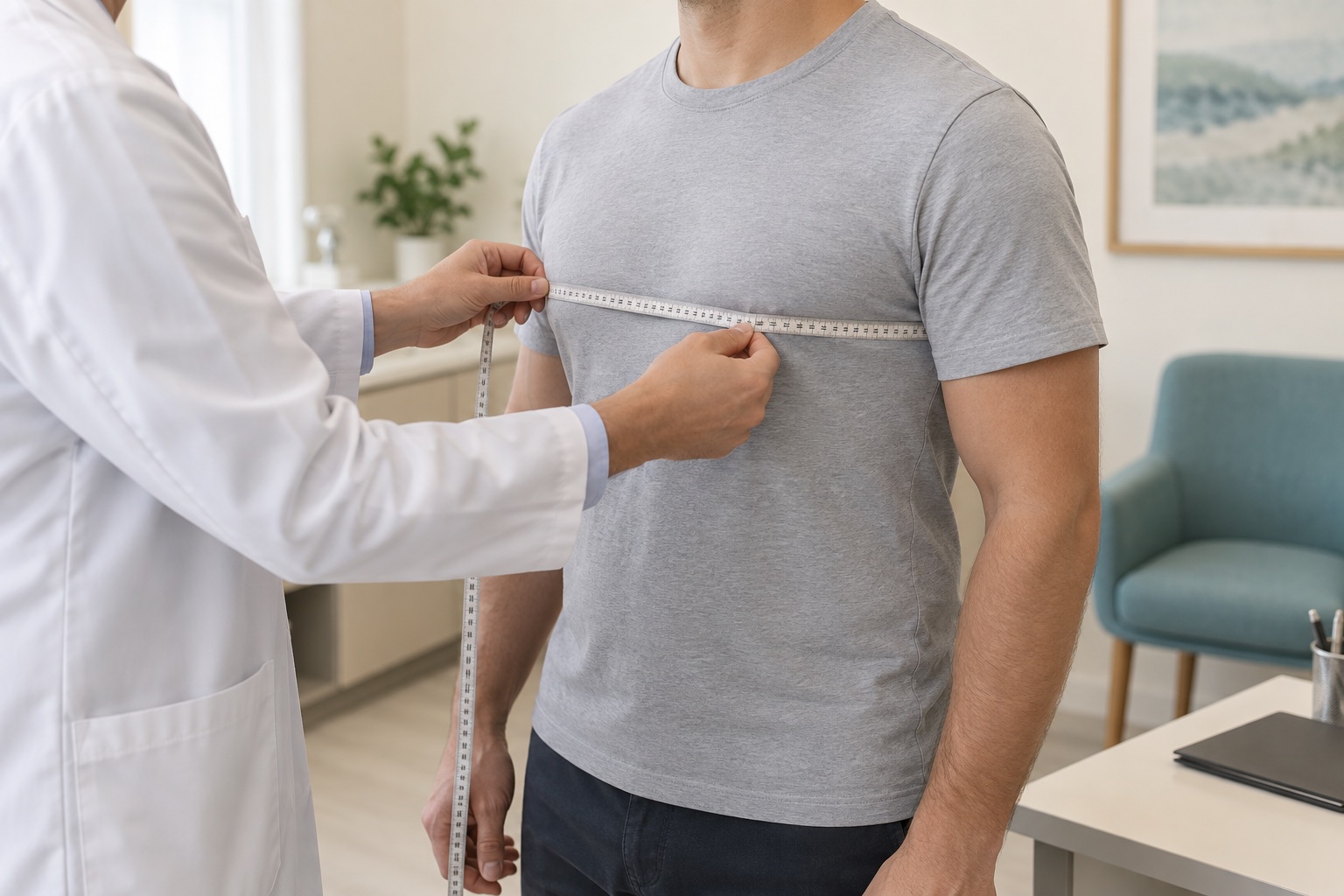 Valoración clínica del contorno pectoral en un paciente con ginecomastia